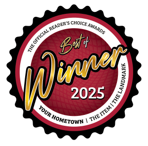 Your Hometown winner logo-01 (1) Circular “Best of Winner 2025” badge in red, white, and gold. Text around the edge reads: “The Official Reader’s Choice Awards – Your Hometown | The Item | The Landmark.”