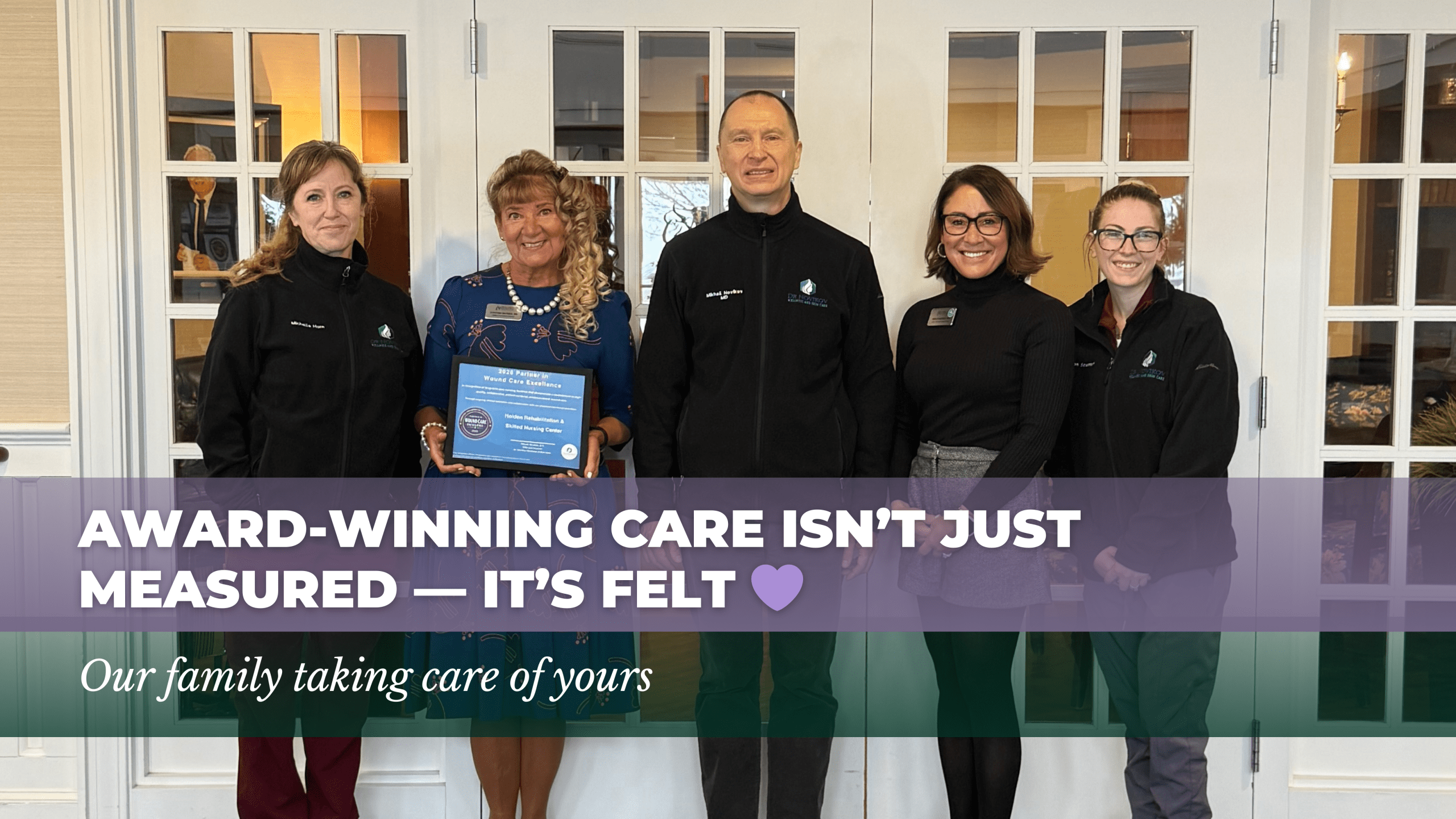 Holden Rehabilitation & Skilled Nursing Center Named a 2026 Partner in Wound Care Excellence (1) Holden Rehabilitation team receiving 2026 Partner in Wound Care Excellence award