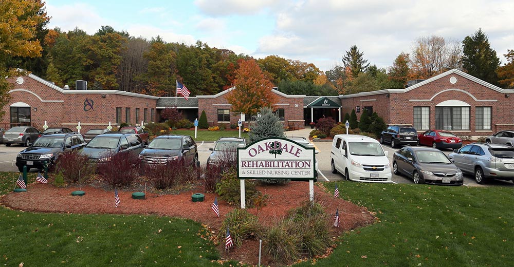 Oakdale Rehabilitation & Skilled Nursing Center β Building Exterior Exterior and entrance sign of Oakdale Rehabilitation & Skilled Nursing Center